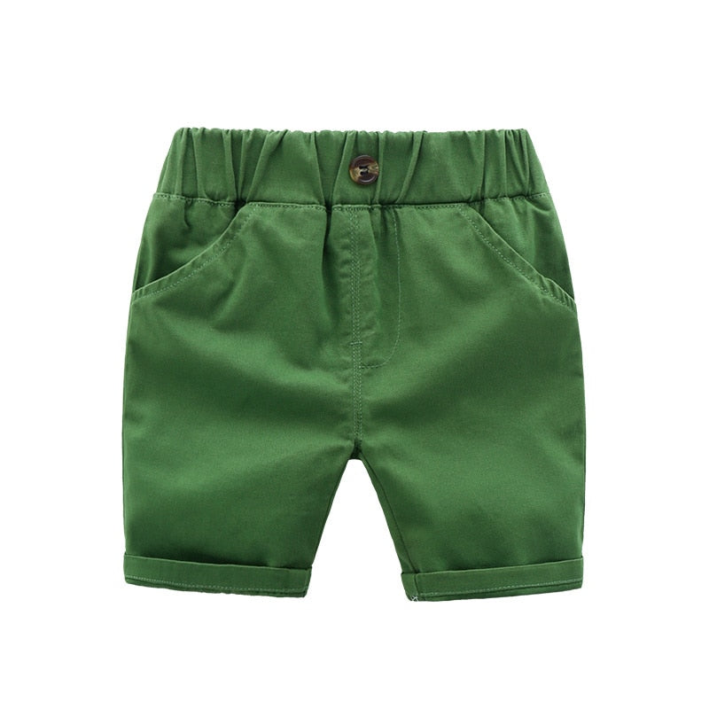 Boys Summer Casual Cotton Shorts - Navy Blue, Khaki, Green, White.