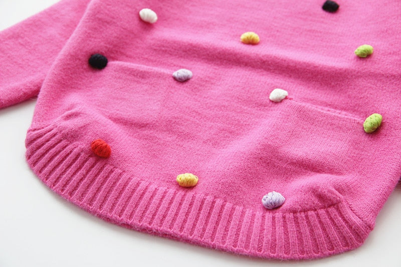 Girls Knitted Sweater - Pink, Hot Pink.
