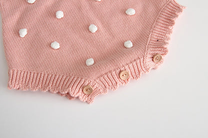 Newborn Baby Girl Boy Candy Colour Knitted Overall - Pink, Blue.