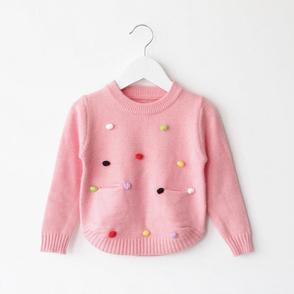 Girls Knitted Sweater - Pink, Hot Pink.