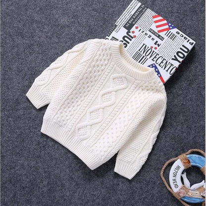 Warm White Sweater for Girls and Boys, Plush Inside.