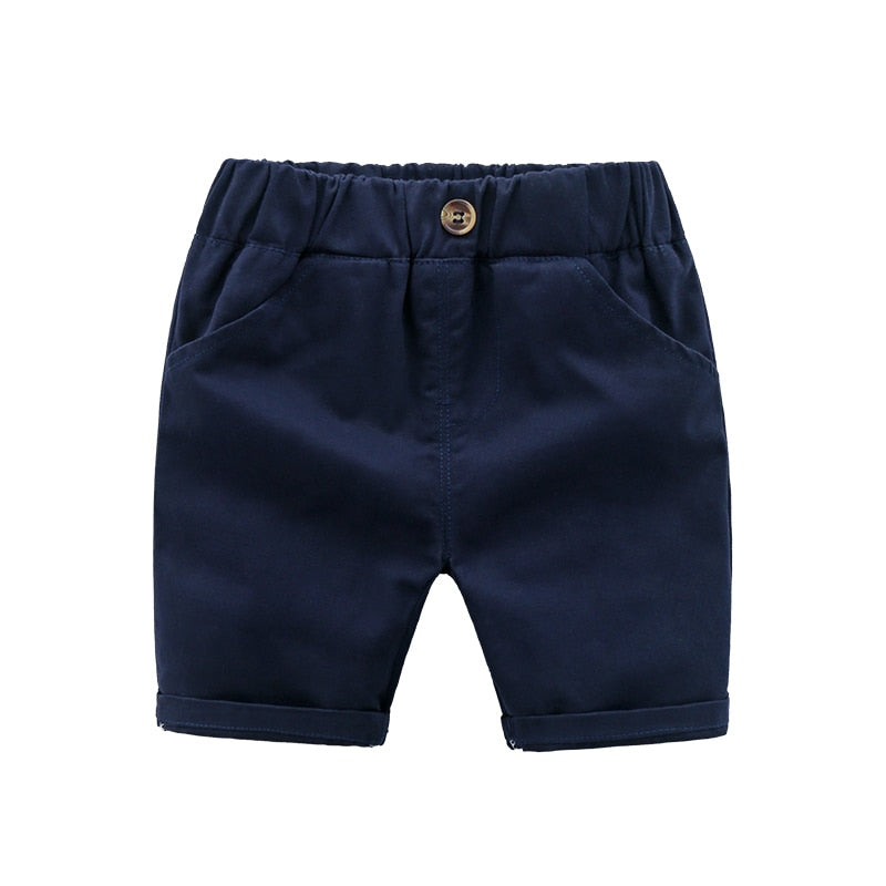 Boys Summer Casual Cotton Shorts - Navy Blue, Khaki, Green, White.