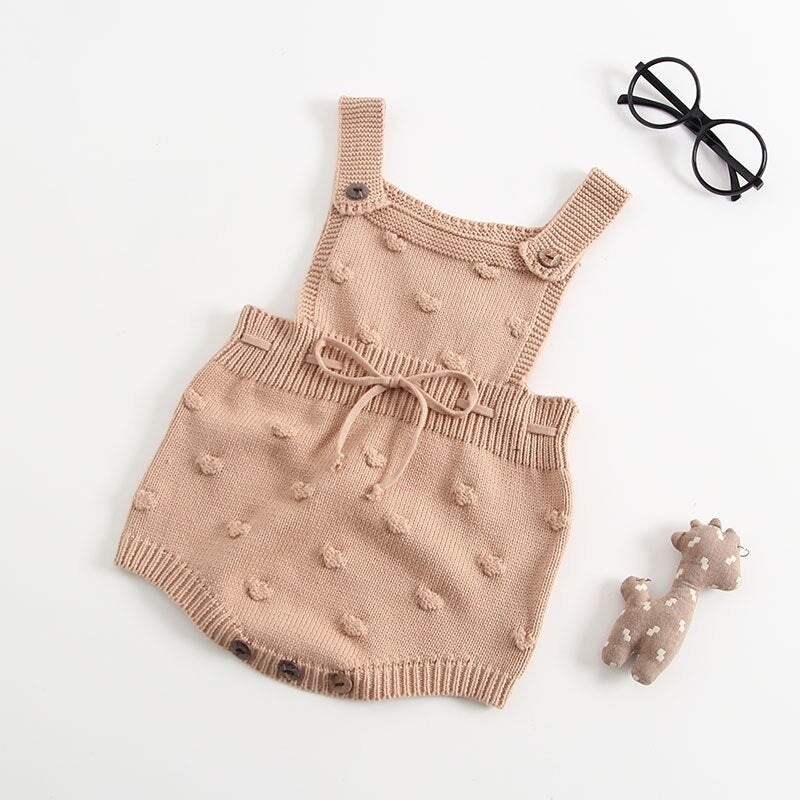 Baby Girls Boys Candy Colour Knitted Overall - Brown, Grey.