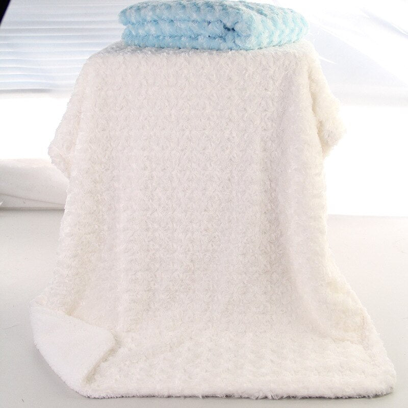 Newborn Baby Warm Soft Fleece Blankets - Pink, Blue, White.