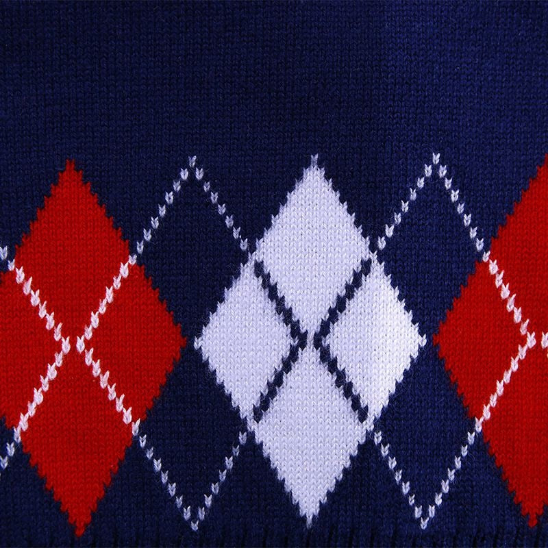 Kids Argyle V-Neck Sleeveless Knit School Sweater Vest - Navy, Grey, Red
