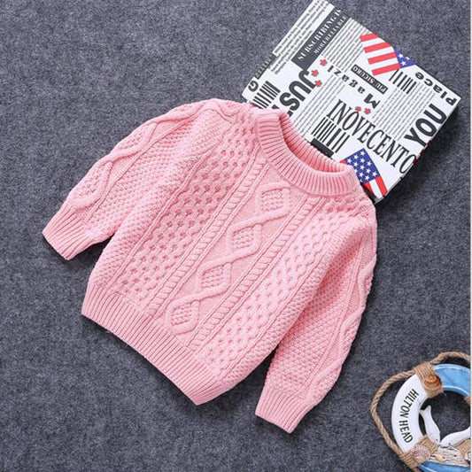 Warm Sweater for Girls with Plush Inside - Pink.