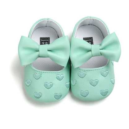 Children's Soft Non-Slip PU Leather Shoes for Baby Girls with Bow