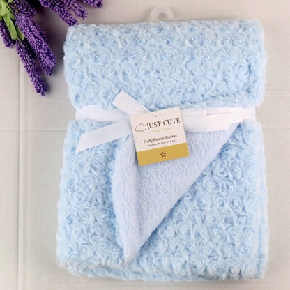 Newborn Baby Warm Soft Fleece Blankets - Pink, Blue, White.