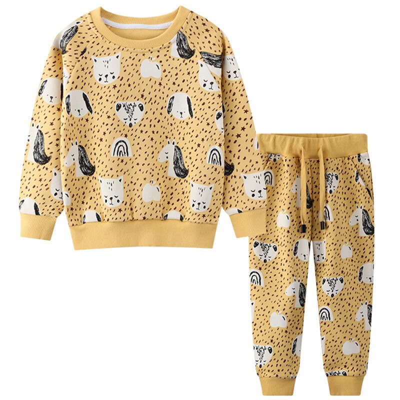 Zeebread Autumn Winter Children&#39;s Clothing Sets With Dinosaurs Print Long Sleeve Boys Girls Outfits 2 Pcs Sets Sweatshirt + Pant.
