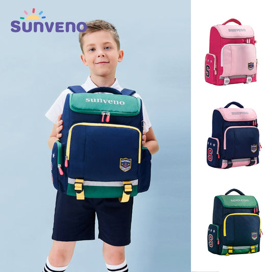 Sunveno Children's School Waterproof Backpack for Boys and Girls - Blue, Pink.