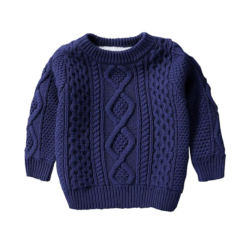 Warm Dark Blue Sweater for Girls and Boys, Plush Inside.