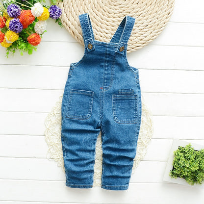 Denim Overalls for Little Boys and Girls from 1 - 4 Years with Cartoon Appliqués