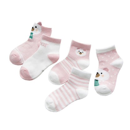 5Pairs/pack 0-2Y Infant Baby Socks Baby Socks for Girls Cotton Mesh Cute Newborn Boy Toddler Socks Baby Clothes Accessories.