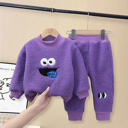 Kids Suit for Boys & Girls, Sweater + Pants - Purple, Blue, Yellow, Pink.
