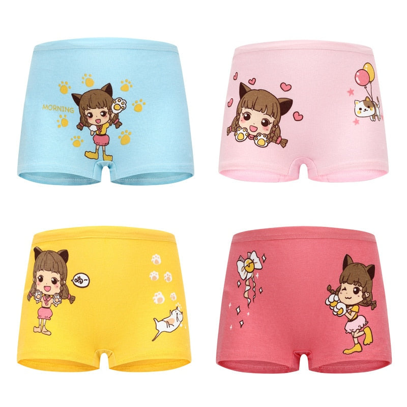Girls Cartoon Soft Breathable Cotton Panties, 12 pcs/pack.