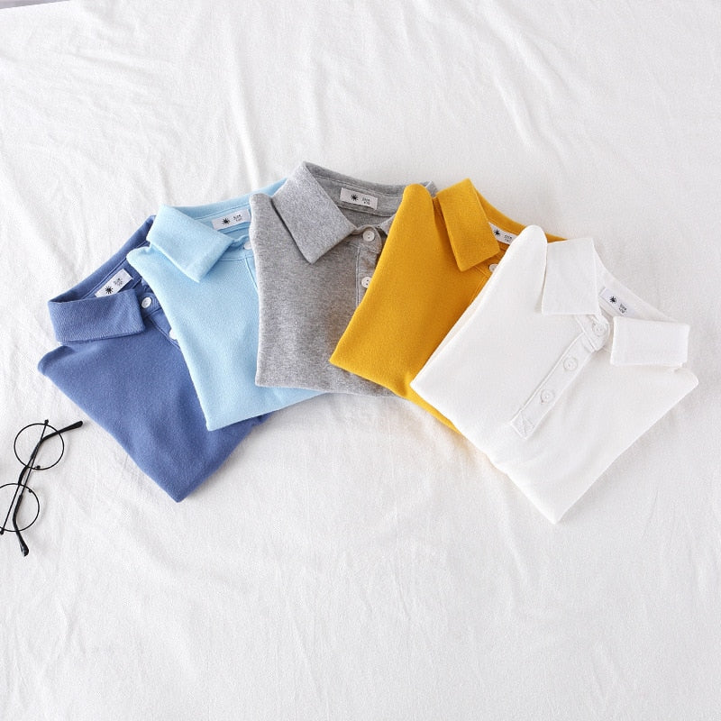 Baby Boys Cotton Polo Shirt - White, Sky Blue, Blue.