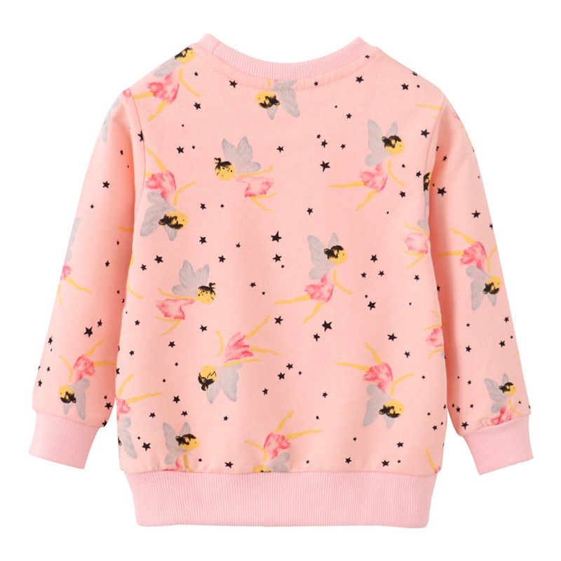 Girls Fairy Print Cotton Sweatshirt - Pink.