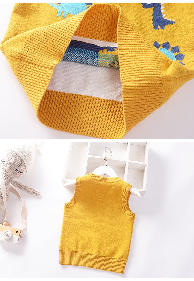 Baby Boys Spring Knitted Vest - Yellow, Blue, Dark Blue.