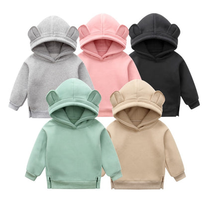 Winter Fleece Hooded Sweatshirt for Baby Boys and Girls - Beige.