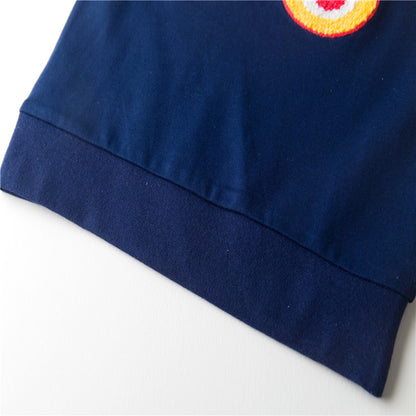 Boys Butterfly Embroidery Cotton Sweatshirts - Navy