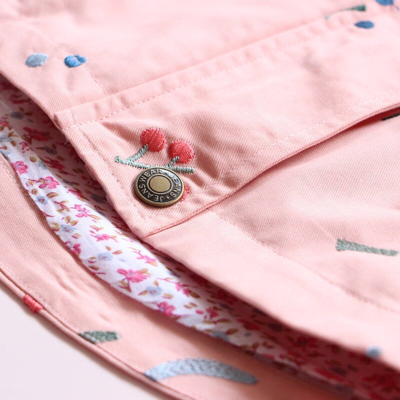 Jackets for Girls with Hood and Zip with Embroidered Flowers