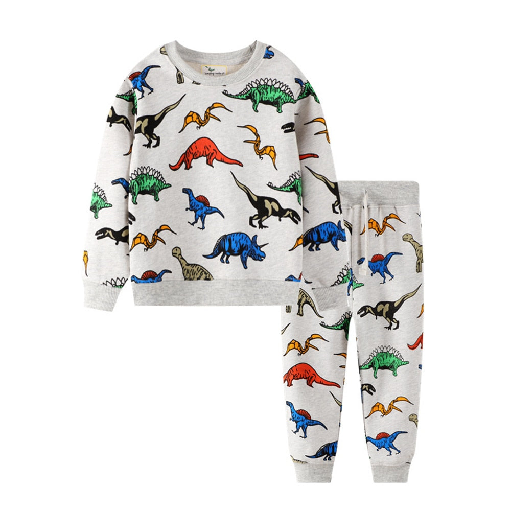 New Arrival Boys Girls Cartoon Animals Print Fashion Cotton Sport Outfit.