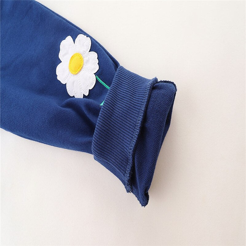 Zeebread  New Girls Flowers Embroidery Sweatpants Hot Selling Drawstring Trousers Baby Autumn Spring Wear Pants Kids.