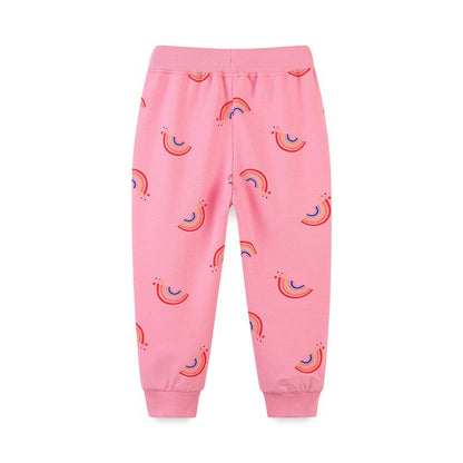 Zeebread  New Arrival Autumn Spring Pink Rainbow Girls Sweatpants Hot Selling Children&#39;s Trousers Drawstring Full Pants Wear.