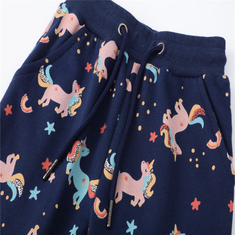 Kids Dinosaurs Print Long Sleeve Cotton Blend Outfit, 2 pcs Set of Sweatshirt + Pants - Navy Blue.