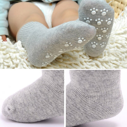 Solid Colour Soft Cotton Newborn Baby Non-slip Soled Socks.