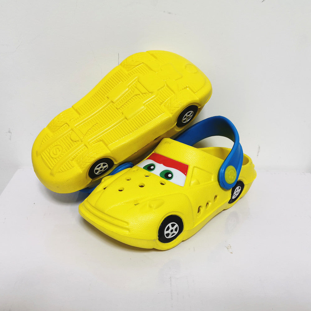 Boys Girls Cartoon Car Flat Heel Non-Slip Sandals - Red, Blue, Yellow, Black
