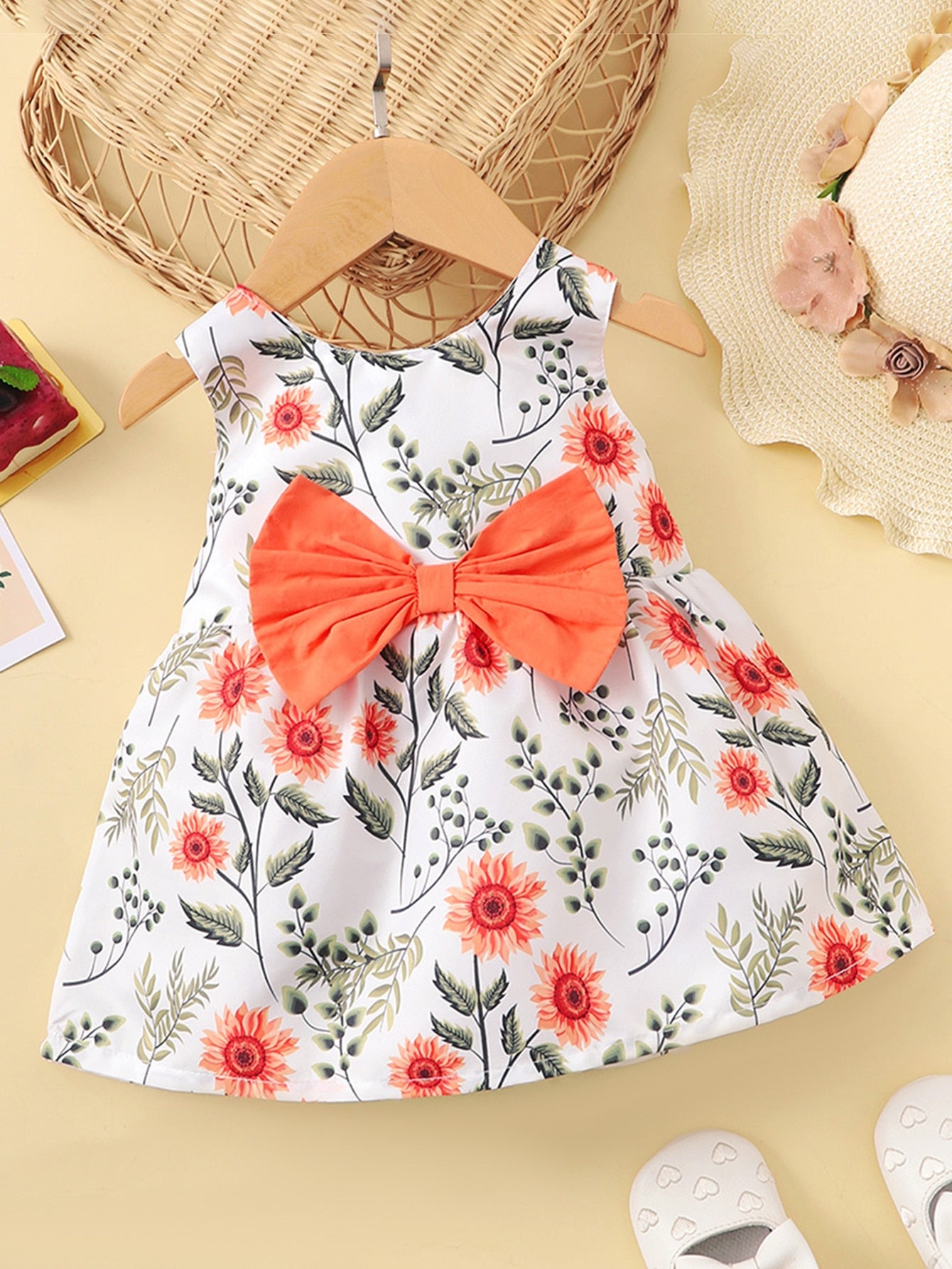 Infant/Toddler Floral Bow Sleeveless Dress