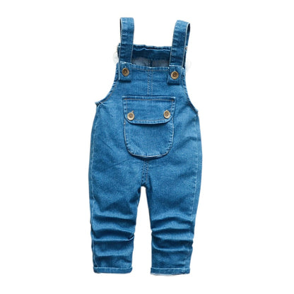 Denim Overalls for Little Boys and Girls from 1 - 4 Years with Cartoon Appliqués