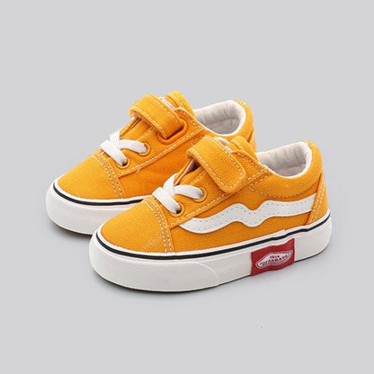 Baby Girls Boys Soft Bottom Canvas Casual Sneakers - Yellow, Black, Red.