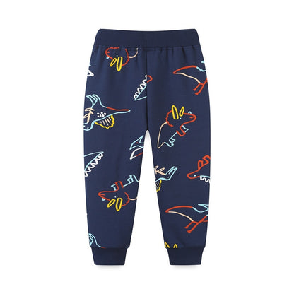 Animal or Cosmic Print Children's Sports Pants - Black, Navy, Dark Blue