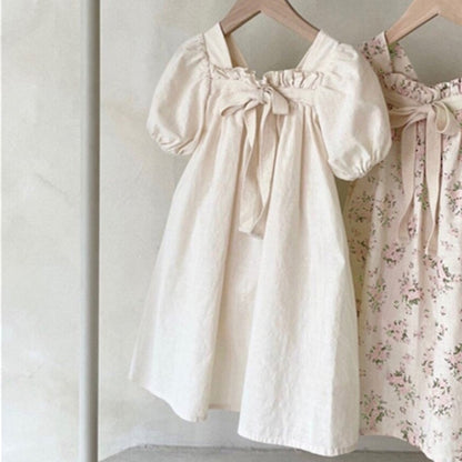 Cute Flower Print Cotton Casual Dress for Girls