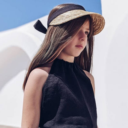 2022 Summer Girls Sleeveless Backless Casual Linen Dress - Black.