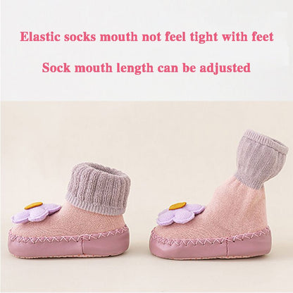 Cute Cartoon Animal Soft Cotton Non-Slip Slipper Socks for Newborn Boys and Girls First Walkers