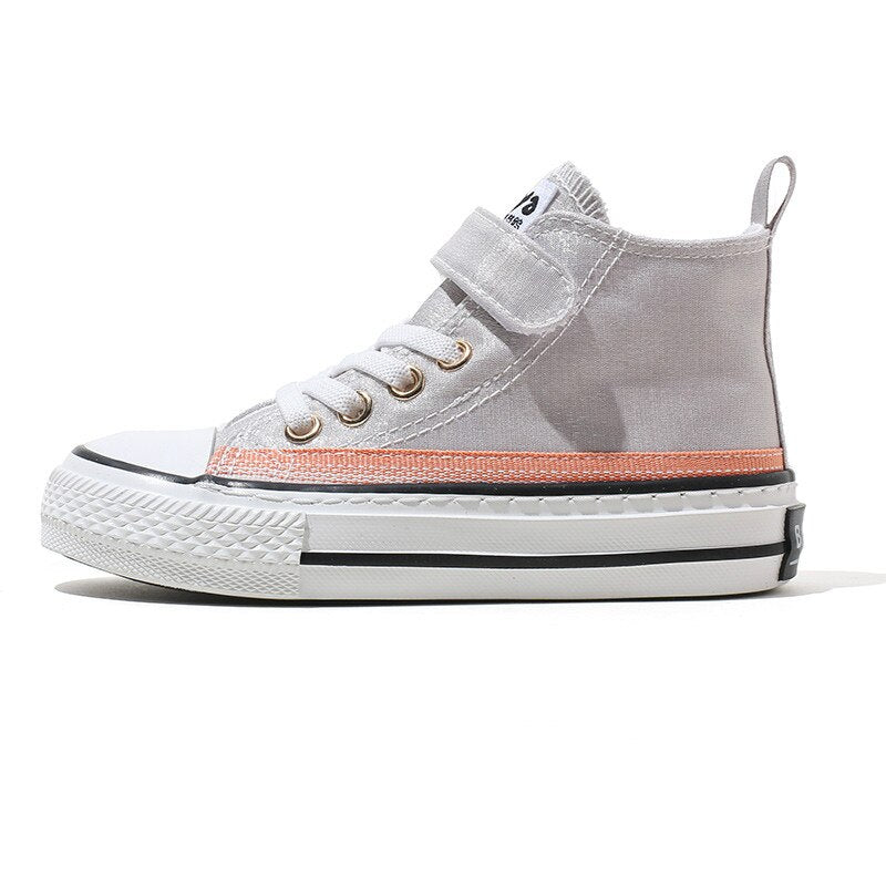 Children's High Canvas Casual Breathable Sneakers - Grey.