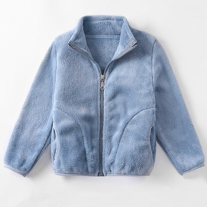 Soft Warm Zip Fleece Jacket for Boys and Girls - Blue
