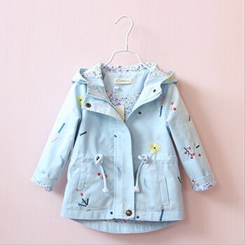 Jackets for Girls with Hood and Zip with Embroidered Flowers