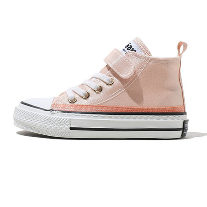 Children's High Canvas Casual Breathable Sneakers - Pink.