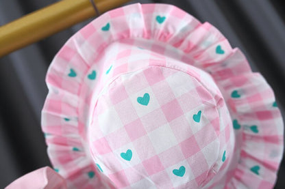2022 Summer Baby Girls Cute Plaid Dress With Hat - Pink, Green.