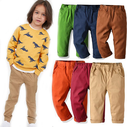 Boys Cotton Casual Cargo Pants - Khaki, Grey, Stone, Green, Orange, Brown, Navy, Bordeaux