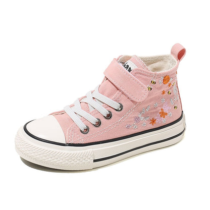 2022 Summer Girls Canvas Hight-Top New Style Sneakers - Pink, Black.
