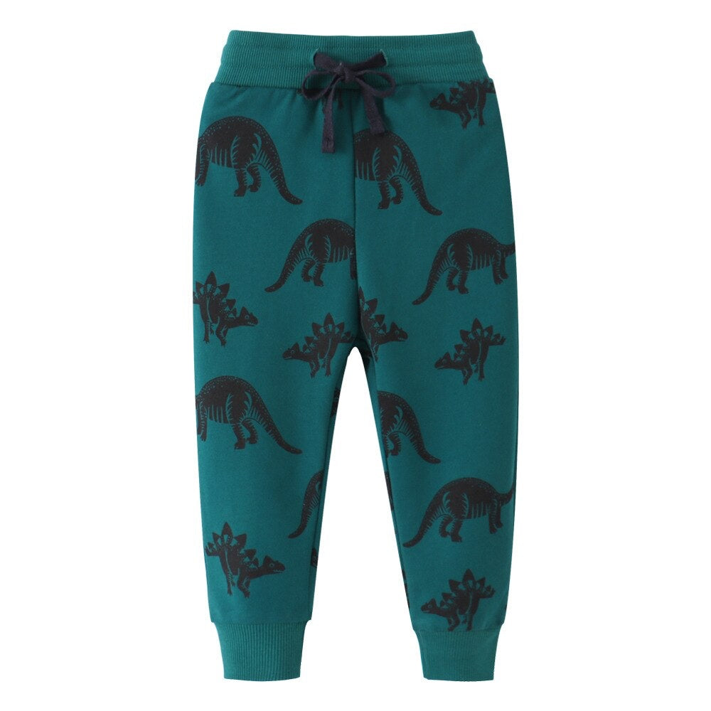 Kangaroo & Animal Print Casual Warm Sports Sweatpants for Boys - Black, Green.