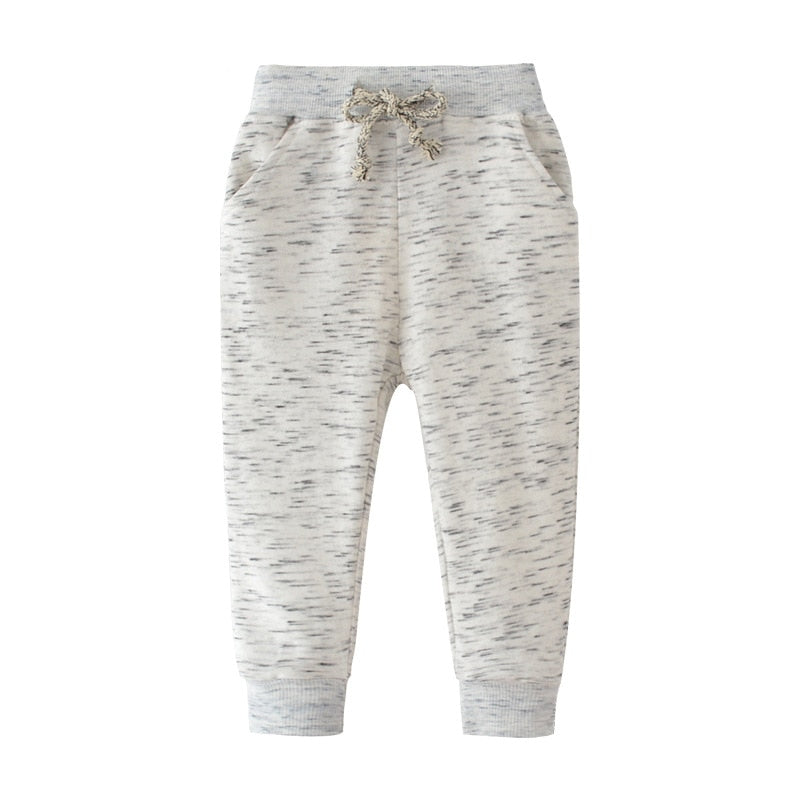 Melange & Excavator Print Warm Sports Pants for Boys - Grey.