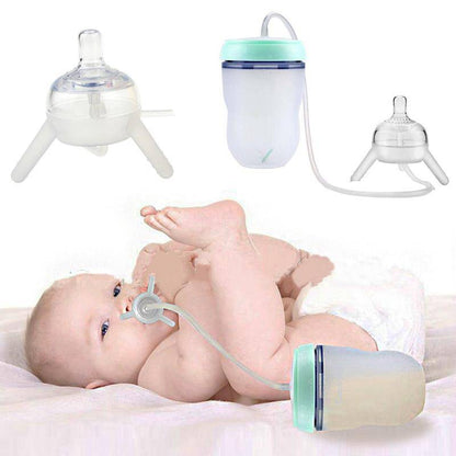 250 ml Baby Drinking Water Hands-free Silicone Bottle with Straw.