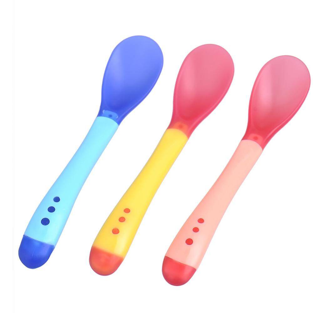 3 pcs Baby Silicon Spoon - Blue, Yellow, Pink.