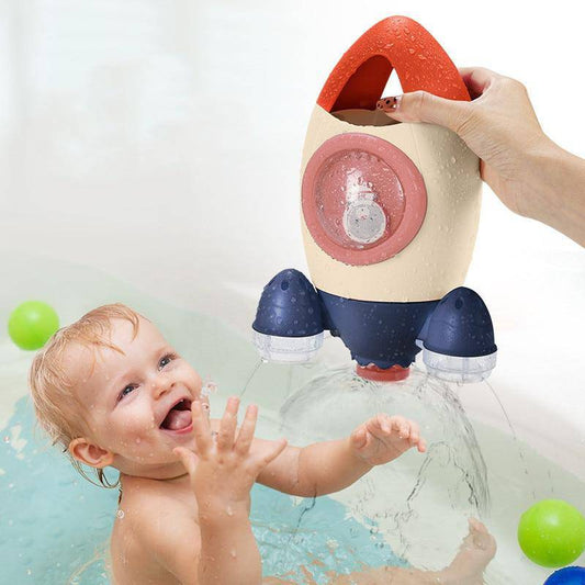 Rocket Shape Rotating Water Spray Bath Toy.